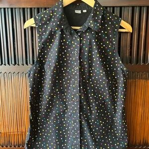 Twik Black Sleeveless Top with Colorful Dots